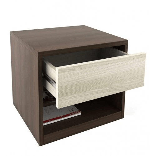Ambry Wooden Side Table with Storage Drawer and Open Shelf