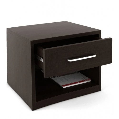 Kosmo Wooden Side Table with Storage Drawer and Open Shelf