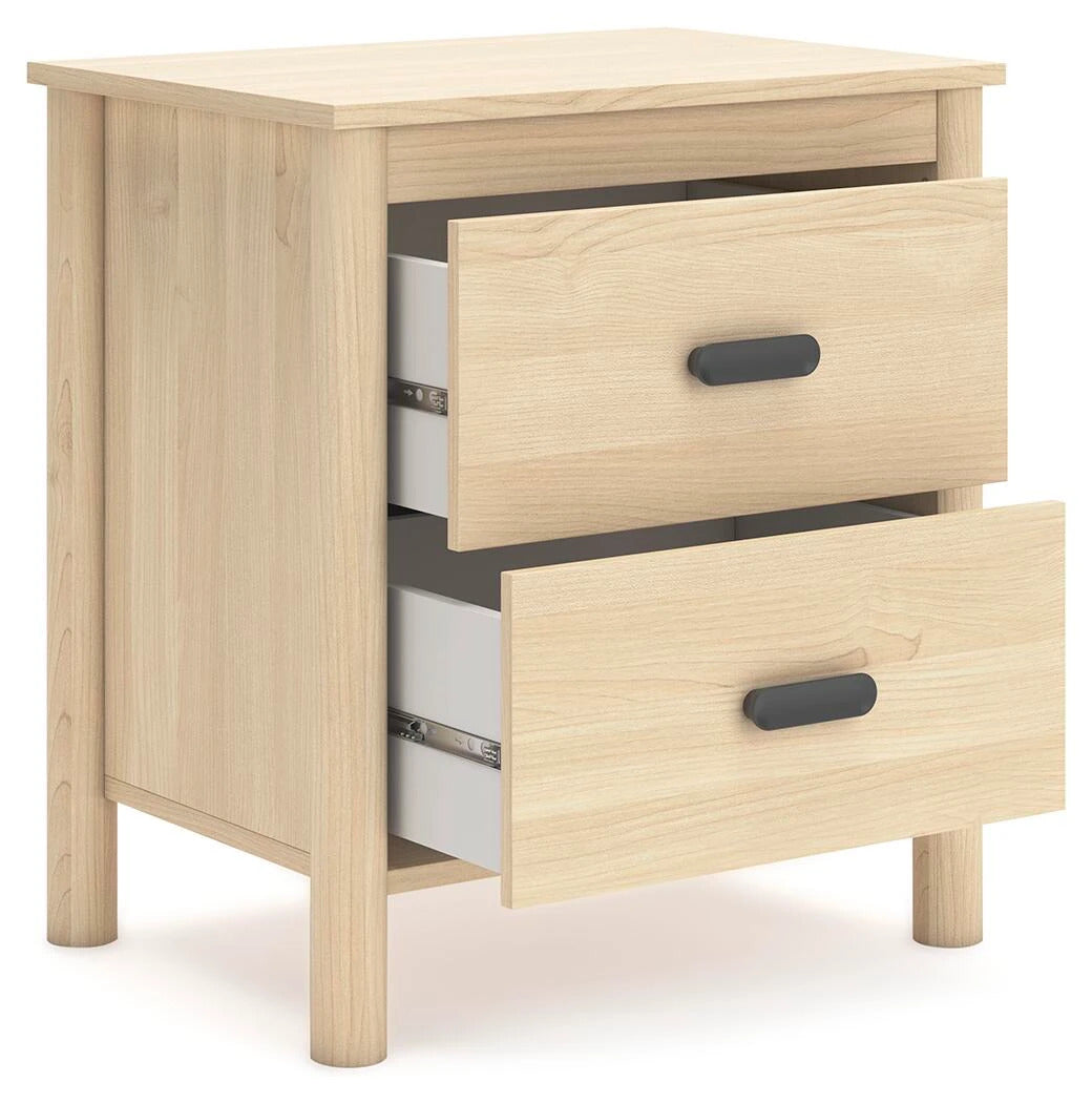 Cabinella Modern Wooden Nightstand with 2 Smooth-Gliding Drawers