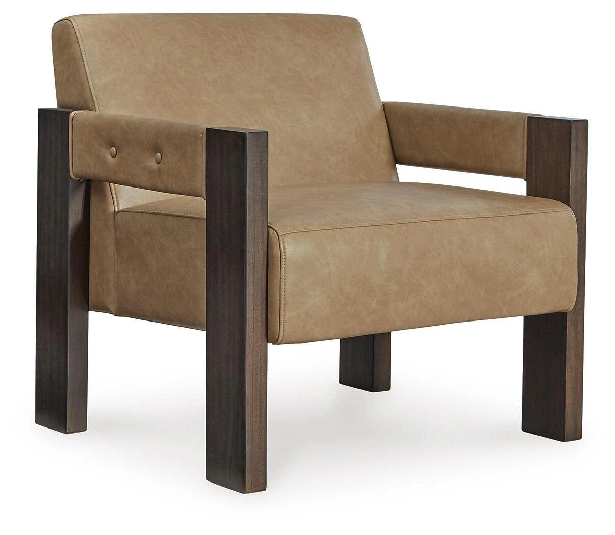 Adlanlock Faux Leather Accent Chair with Espresso Wood Frame
