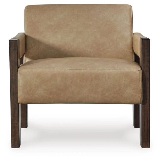 Adlanlock Faux Leather Accent Chair with Espresso Wood Frame